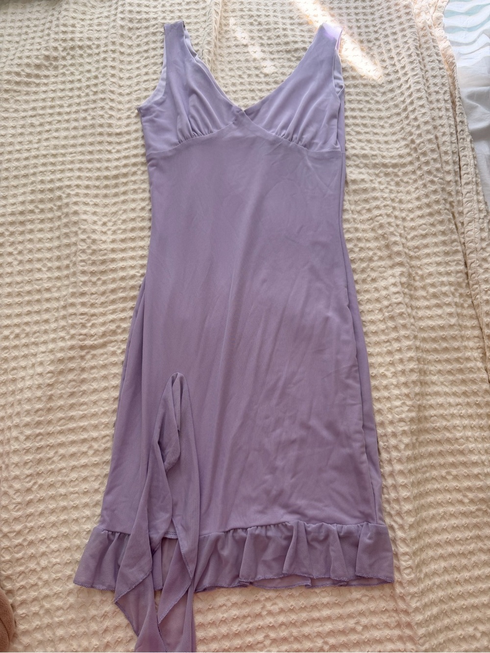 Amazon Lavender V-Neck Ruffle Slip - Picture 2 of 5
